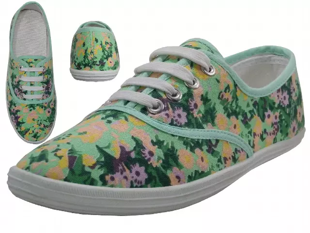 W3027 - Wholesale Women's "Easy USA" Casual Print Canvas Lace Up Shoes