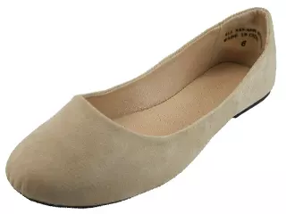 W8600L - Women's "Easy USA" Micro Suede Upper Stylish Ballet Flat Shoes — Nude (W8600L-C) / 6-11 Assorted