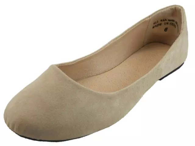 W8600L - Women's "Easy USA" Micro Suede Upper Stylish Ballet Flat Shoes — Nude (W8600L-C) / 5-10 Assorted