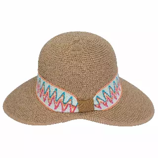 Magid Printed Ribbon & Frayed Brim Straw Garden Hat — TOAST