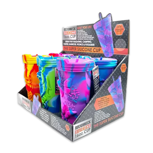 Roughneck Silicone Cup 16oz +Lid 6 Pieces Per Retail Ready Display 25292