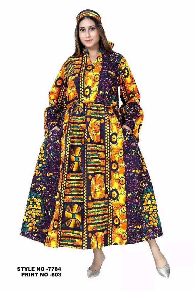 7784 ON SALE!! Ankara Print Long Dress (3 PCS PRE-PACK) - $15.00 EACH — One Size (4 - 24) / Print-603