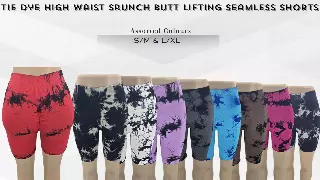 Chicaluv Wholesale - Trendy Tie Dye Bermuda Shorts - High Waist, Butt Lifting
