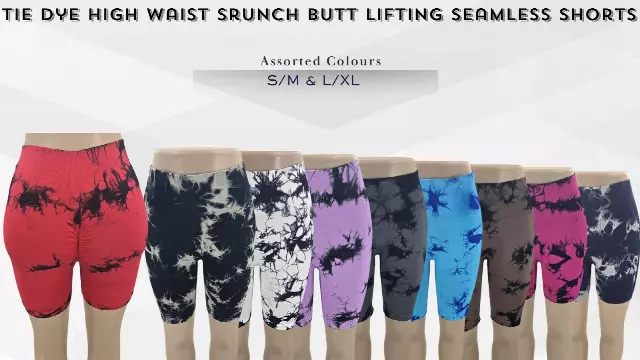 Chicaluv Wholesale - Trendy Tie Dye Bermuda Shorts - High Waist, Butt Lifting