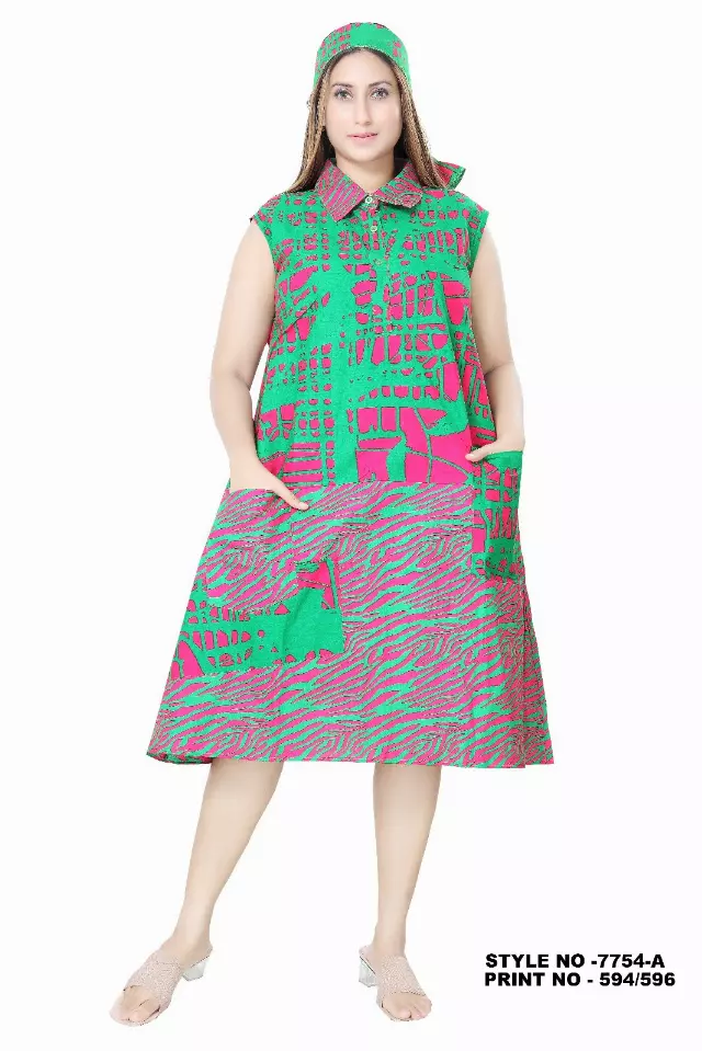 7754A Sleeveless Mixed Print Short Dress (3 PCS PRE-PACK) - $15.00 EACH — One Size (4 - 24) / Print-594/596