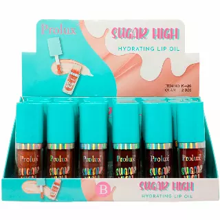 Prolux Sugar High Hydrating Lip Oil - Wholesale Display 24 Units (K-426-B)