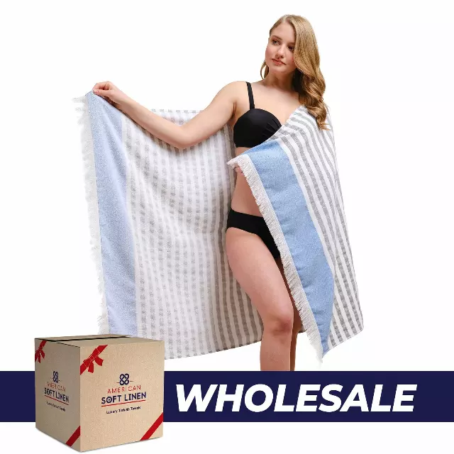 Mediterranean 100% Cotton Turkish Peshtemals, 35" x 60", Modern & Traditional Turkish Towels - 44 Set Case Pack