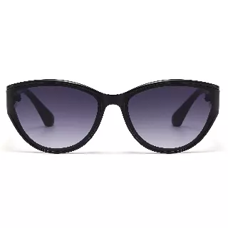Fashion Eye-Shape Sunglasses with Wide Temples and Textured Gold Accents P11153