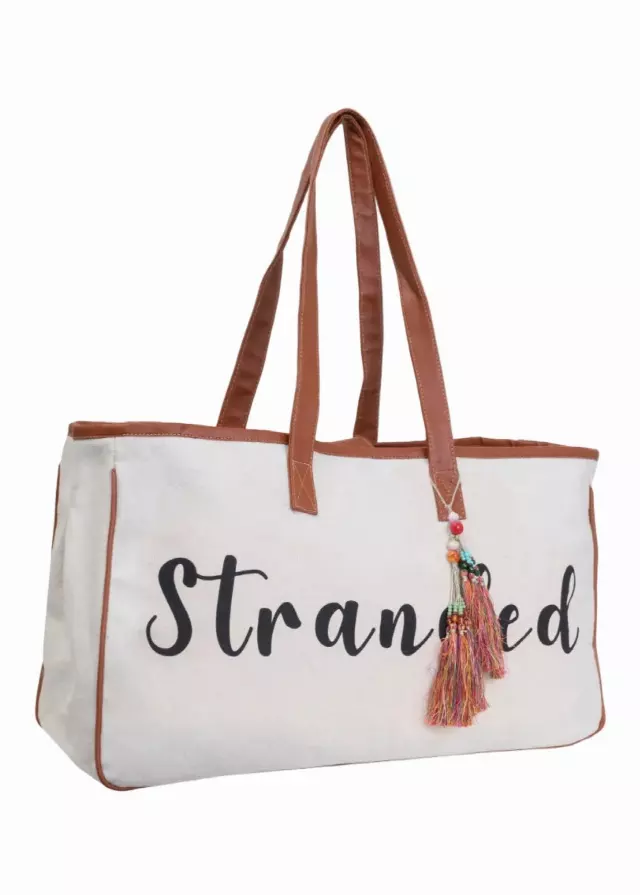 Magid Canvas Slogan Tote "STRANDED"