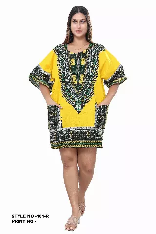 101R - Dashiki Top (6-Pcs PRE-PACK)($7 Each) — One Size (4-16) / Yellow