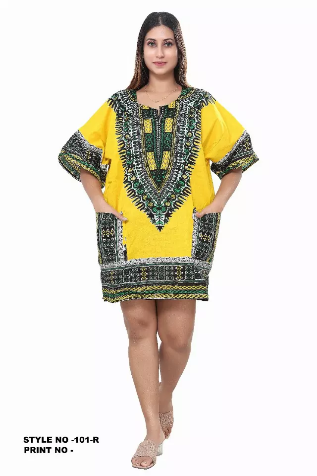 101R - Dashiki Top (6-Pcs PRE-PACK)($7 Each) — One Size (4-16) / Yellow