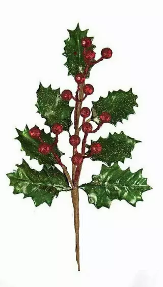 PPX5012GR – 12” Glitter holly berry stem – Min 12 pcs – Case Pk – 96pcs