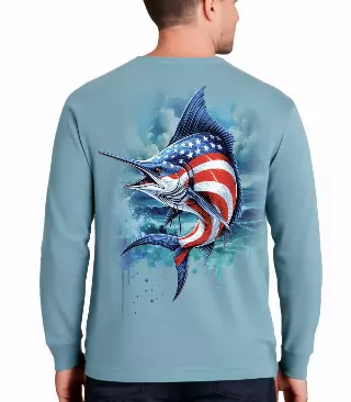 Men Performance Top Marlin Fish USA Flag Graphic-7611509