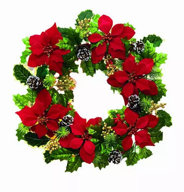 WRX10018ASST , 2 Assorted red/white 18″ Holiday wreaths – Min 6- Case Pk 6