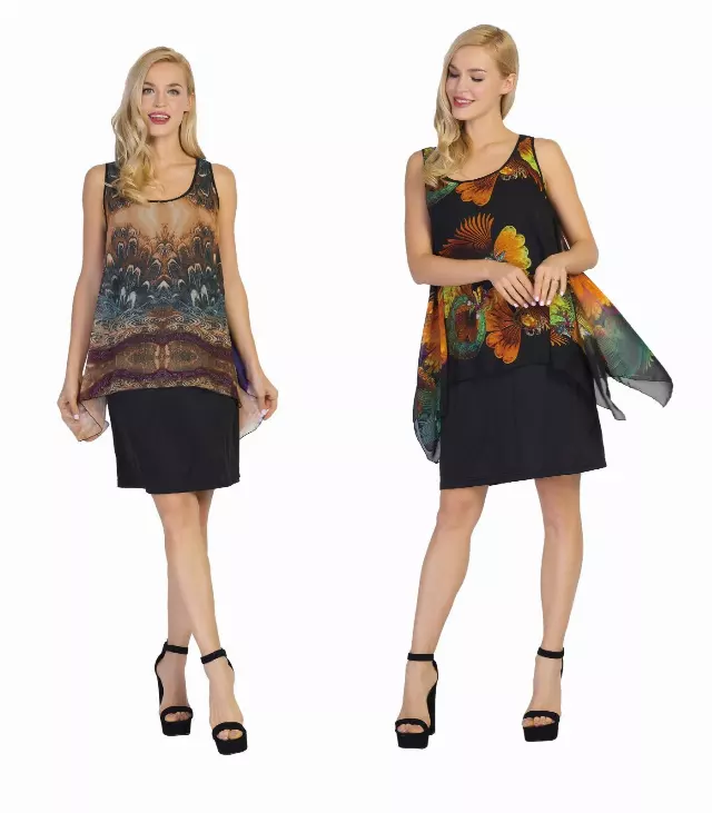 17053- Lightweight Soft & Stretchy Sleeveless Blouse & Minidress - Assorted Colors (6-PCS PRE-PACK)