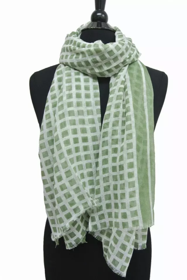 RS322 Checks Pattern Spring Scarf — Olive