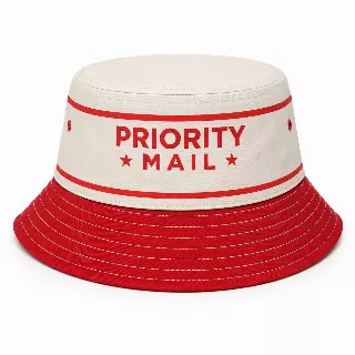 USPS PRIORITY MAIL BUCKET HAT CREAM/RED