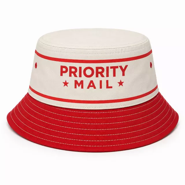USPS PRIORITY MAIL BUCKET HAT CREAM/RED