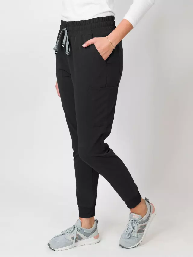 Madison | High-Waisted Jogger Scrub Pants — Black / XXS