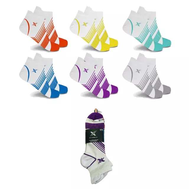 White Edition Ultra V-Striped Ankle Compression Socks (6-Pairs) — Large/XL