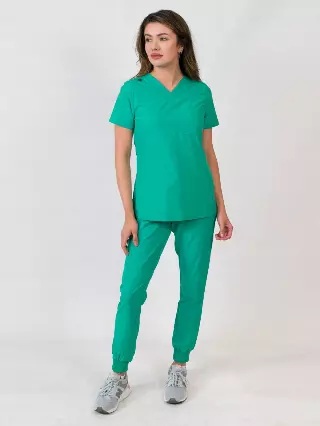 Aurora | One Pocket Top & Jogger Pants Scrubs Set — Jade / XXS