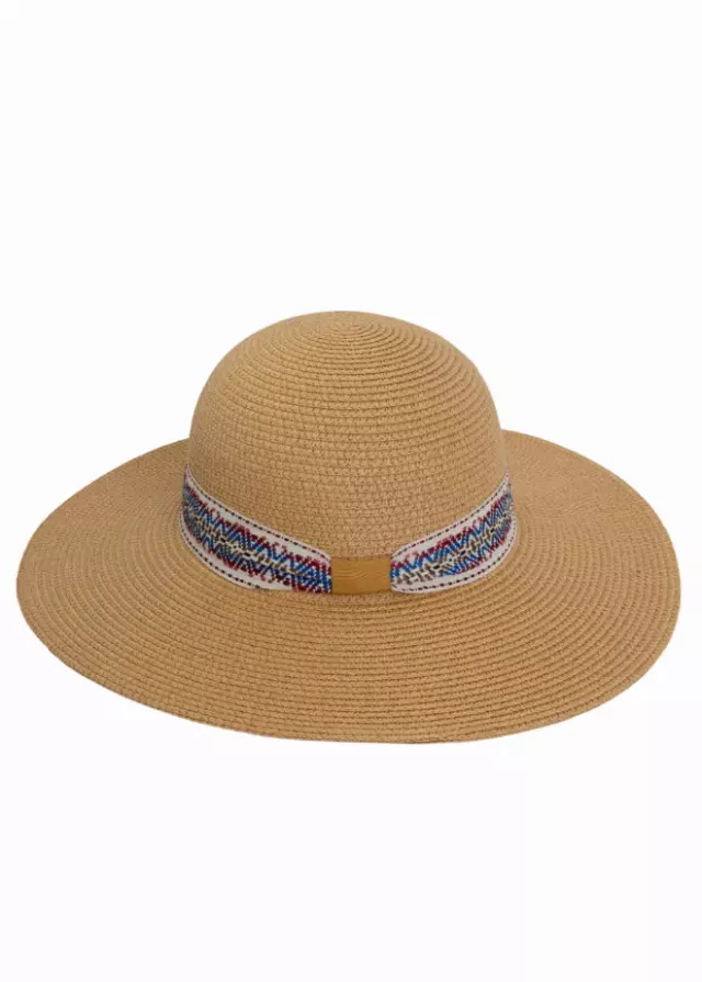 Adrienne Vittadini Straw Geometric Band Floppy Hat — TOAST