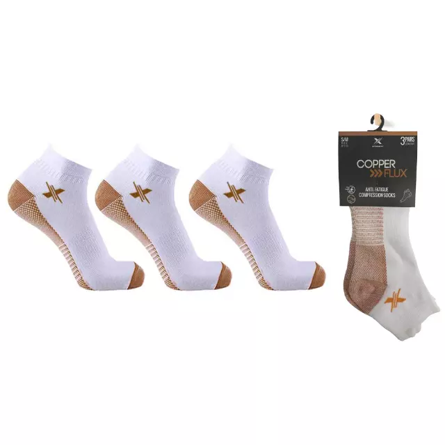 Copper-Infused Compression Socks (3-PAIRS PACKED TOGETHER) — White / Small/Medium