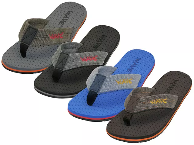 M3668 - Wholesale Men's " Wave " Soft Comfortable Sport Fiber Upper Thong Sandals