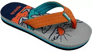 ROCKIN GRAY "SURF SHARK" KIDS FLIP FLOPS