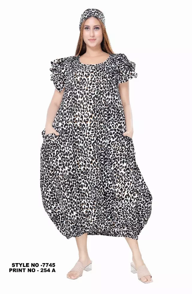 7745- Ankara Dress with Pleated Sleeve - $25.00 Each — Free Size / Print-254A