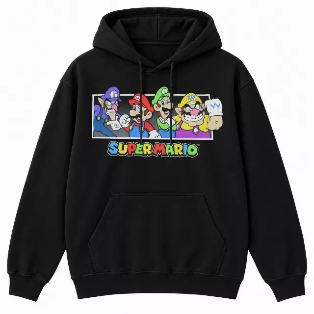 NINTENDO SUPER MARIO CHARACTERS HOODIE BLACK