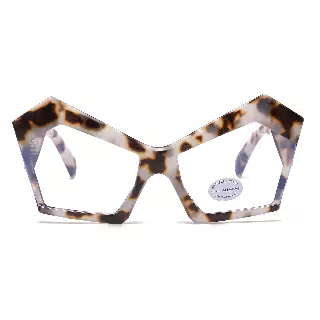 Chunky Hexagonal Blue Light Blocking Glasses with Angular Side Temples P11085-BLB