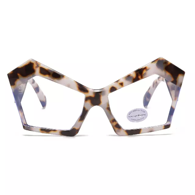 Chunky Hexagonal Blue Light Blocking Glasses with Angular Side Temples P11085-BLB