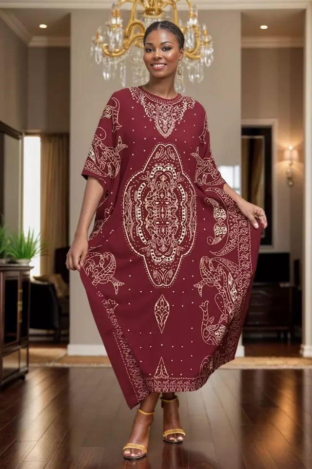 PNA-1629 - Women's Kaftan Dress with Headwrap- One Size (6-PCS PRE-PACK) - $7 Each