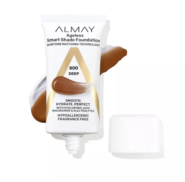 Almay Ageless Smart Shade Liquid Foundation Makeup, Hypoallergenic, 800 Deep, 1 fl oz