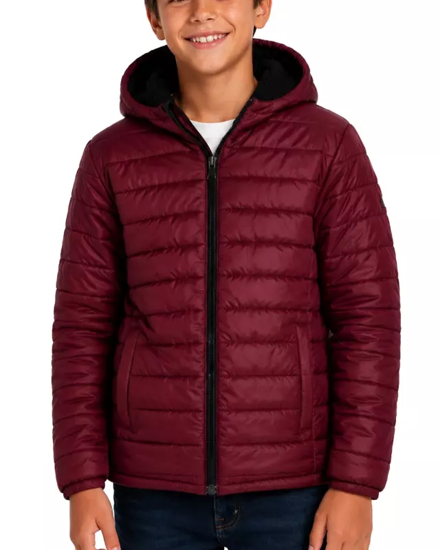 Boys' Reversible Jacket With Sherpa Lining #26 — Burgundy / 8-10-12-14-16