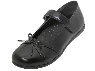 S5004-G - Wholesale Big Girls "Easy USA" PU Upper Butterfly Bow Tie Mary Jane Black School Shoes
