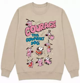 COURAGE THE COWARDLY DOG EMOTIONS CHART CREWNECK BEIGE