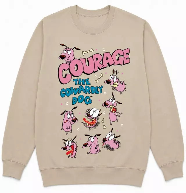 COURAGE THE COWARDLY DOG EMOTIONS CHART CREWNECK BEIGE