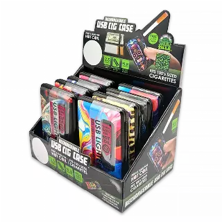 100s Cigarette Case with USB Coil Lighter - 8 Pieces Per Retail Ready Display 24362