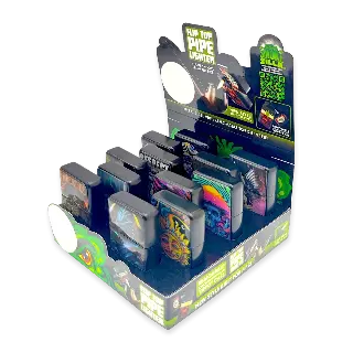 Metal Flip Top Pipe Lighter - 12 Pieces Per Retail Ready Display 23983