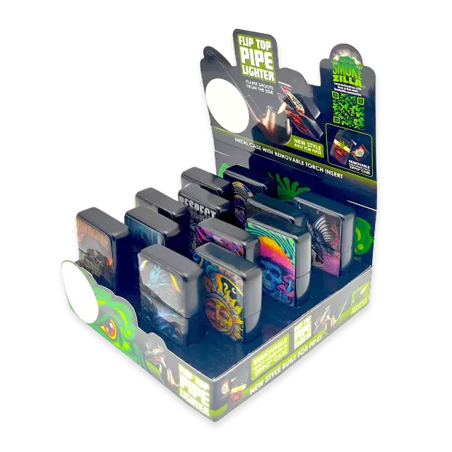 Metal Flip Top Pipe Lighter - 12 Pieces Per Retail Ready Display 23983