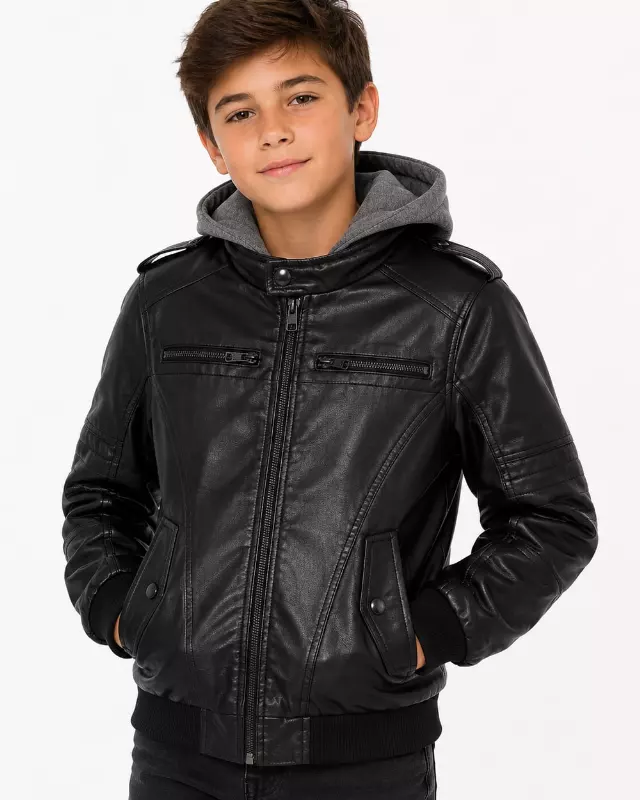 Boys’ Faux Leather Jacket #812