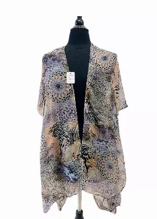 CH07 Multi Pattern Spring Kimono — Purple
