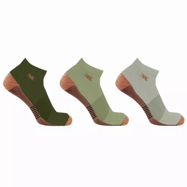 COPPER-INFUSED ANKLE SOCKS (3-PAIRS PACKED TOGETHER) — Evergreen Forest / Large/XL