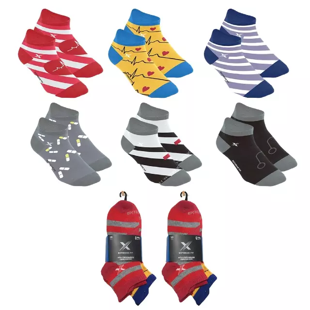 6-Pairs: Medical Prints Nurse Inspired Ankle-Length Compression Socks — Small/Medium