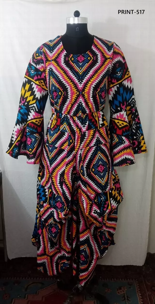 7561 - ON SALE!!! Full Bell Sleeve Dress - $15.00 Each — Free Size / Print-517