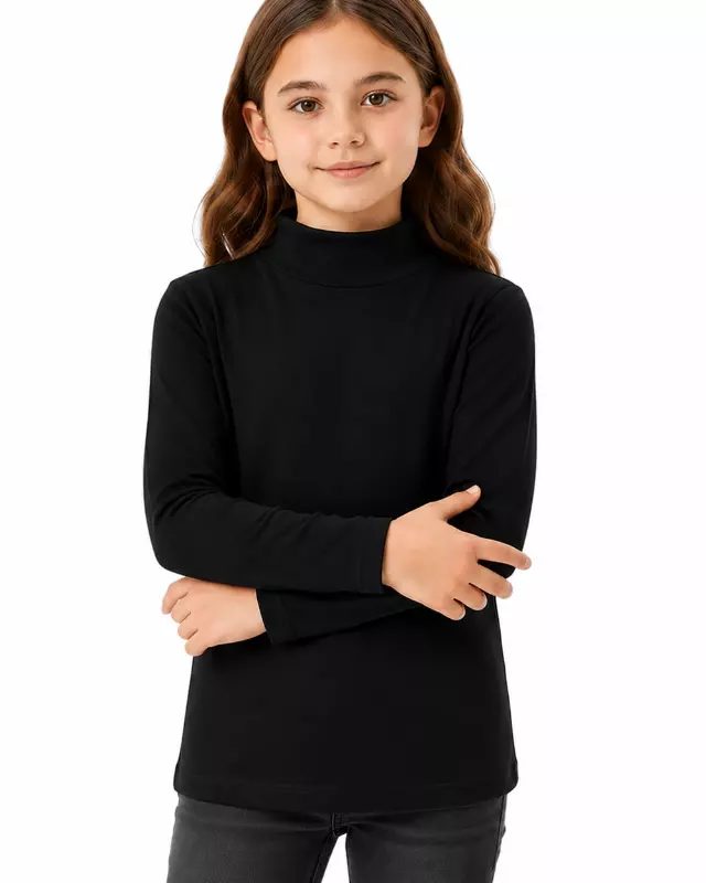 Girls' Turtle Neck Shirt — Black / S/M - L/XL