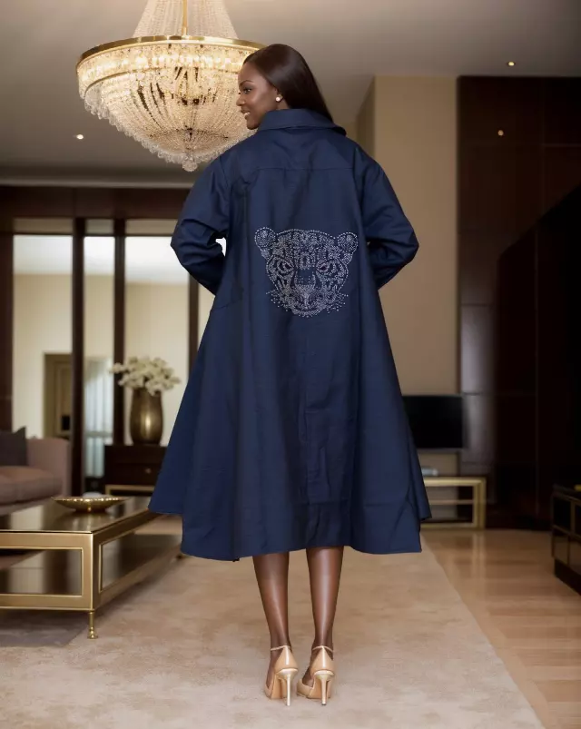 7042 - Button Down Rhinestones Shirt Dress in High Low Style (3 PCS PRE-PACK) - $25.00 Each — One Size (4 - 26)) / Denim-TIGER