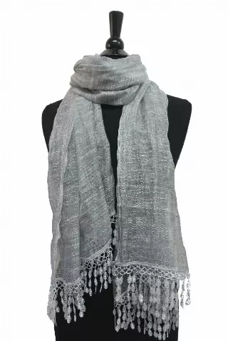 301 Solid Color Spring Scarf with Lace Tassel